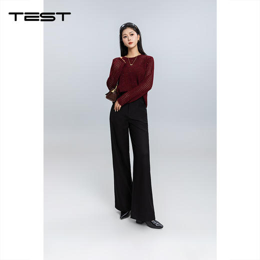 秋上新都市时尚风黑色垂坠感休闲裤3253038 商品图1