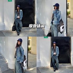 新品上身 | 经典牛仔搭配复古蓝帽，打造随性复古潮流造型。