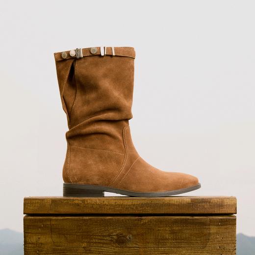 【云粉节】【思加图】BF楼思加图2025新款原野牧歌复古西部牛仔靴棕色堆堆靴女靴子EIL03吊牌价2290 商品图3