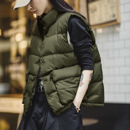 马登美式休闲轻薄羽绒马甲鸭绒保暖立领内搭外穿背心冬季女 商品图1
