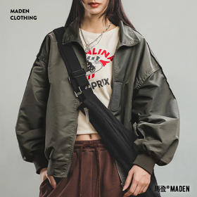 马登美式复古飞行员夹克休闲宽松翻领工装高腰短款棒球服外套秋女