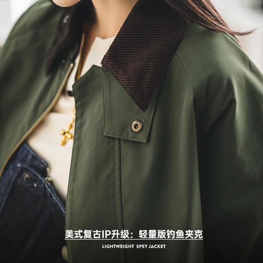 马登美式拼接灯芯绒钓鱼夹克复古翻领休闲猎装外套工装上衣秋季女 商品图1