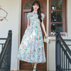 谜底花色连衣裙短袖2025秋季新款复古文艺花苞袖长裙子257ML7860 商品缩略图0