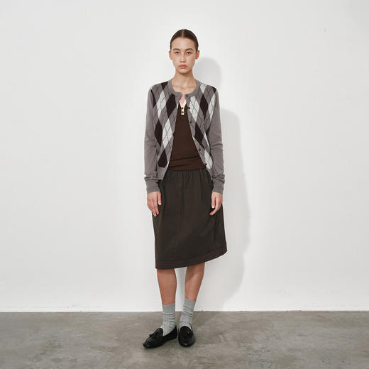 1月15号10点6折！！1.NUTH美利奴羊毛复古撞色格纹提花修身短款针织开衫女 商品图1