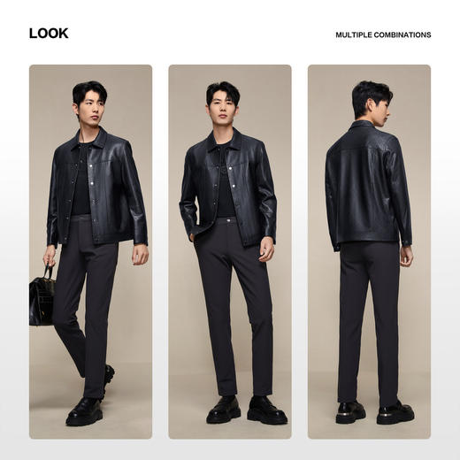 【绵羊皮/满身雕花】柒牌真皮皮衣翻领休闲商务外套秋冬新款男装129J70440 商品图2