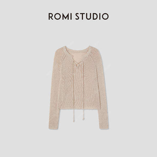 ROMI STUDIO“秋意昂然”棉质系带波纹肌理质感长袖毛织RWCRSZ3896 商品图1