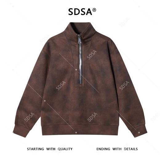 WT210SDSA男士秋冬新款痞帅男装套头复古美式高街扎染半拉链立领卫衣 商品图1