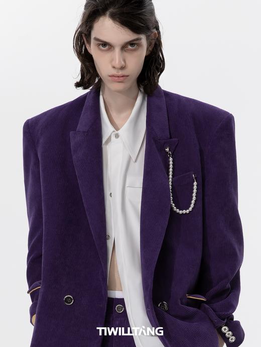 启世录TIWILLTANG“珠玑渊壑”春款浪漫休闲贝珠西装外套男灰色 商品图3