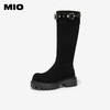 MIO米奥弹力靴圆头高跟扣带瘦瘦靴时装靴高筒女靴M255852199 商品缩略图0