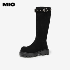 MIO米奥弹力靴圆头高跟扣带瘦瘦靴时装靴高筒女靴M255852199