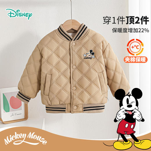 迪士尼宝宝夹棉外套新款秋冬男童轻暖舒适加绒保暖棉衣ZD4ES018 商品图2