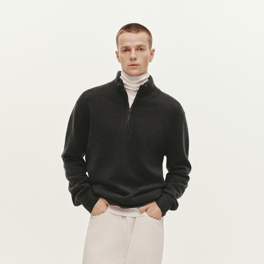 森柔|森马毛衫男冬半开襟高领针织衫含羊毛2025新款基础百搭毛衣 商品图0