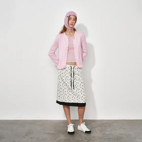 NUTH羊毛混纺正肩短款修身显瘦针织开衫女 深咖色/粉色/奶油白色