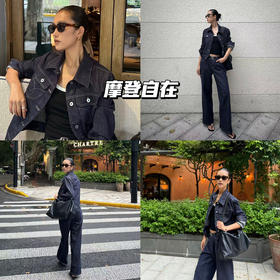 新品上身 |复古牛仔夹克，搭配黑色墨镜，摩登复古，引领潮流。