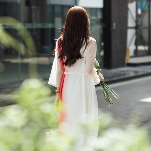 【林栖设计小店】【林栖推荐】锦鲤渐变色桑蚕丝连衣裙 夏季新款气质V领长裙N1953319 商品图5