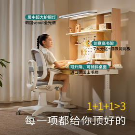 【桌柜灯一体】2平米纯实木高书架阳光一体桌学习桌椅领航员套装120*70厘米宽大桌面