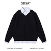 49314SDSA男士秋冬新款痞帅男装设计师简约撞色翻领假两件毛衣时尚百搭 商品缩略图1