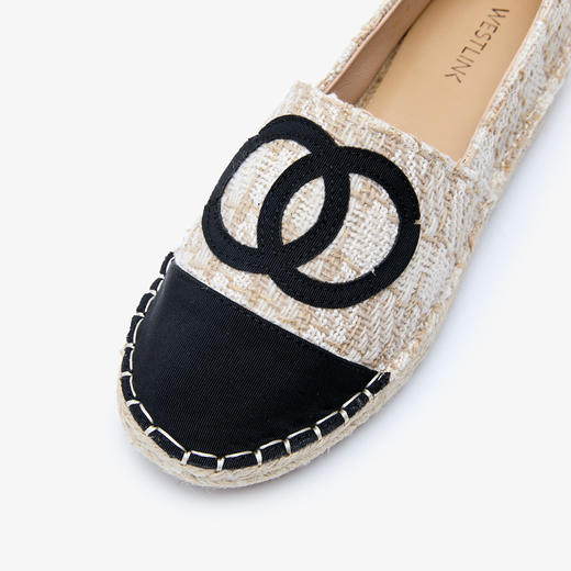 西遇小香风渔夫鞋女新款秋季法式一脚蹬平底鞋配裙子草编单鞋V1756994 商品图5