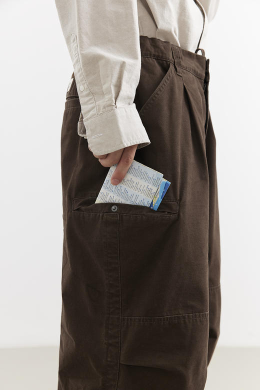 吃茶去chichaqu25全棉洗水做旧伞兵长裤宽松复古休闲工装男女 商品图3