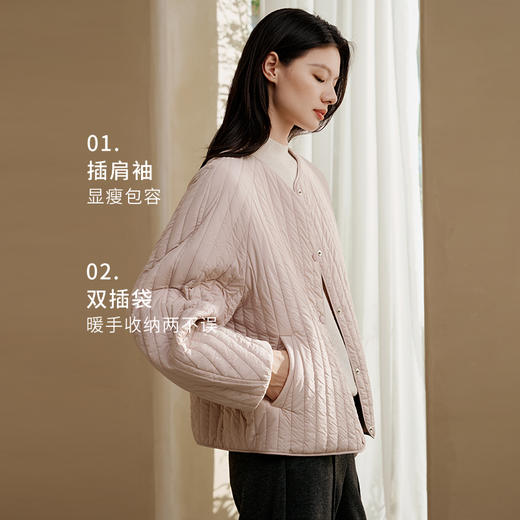 金三塔桑蚕丝简约条纹丝绵棉袄女宽松舒适可外穿保暖上衣秋冬新品 YSFFD702 商品图1