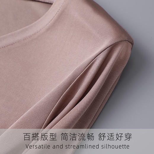 丁摩 真丝纯色V领7分袖遮肉显瘦桑蚕丝亲肤透气T恤上衣TX-019 商品图3