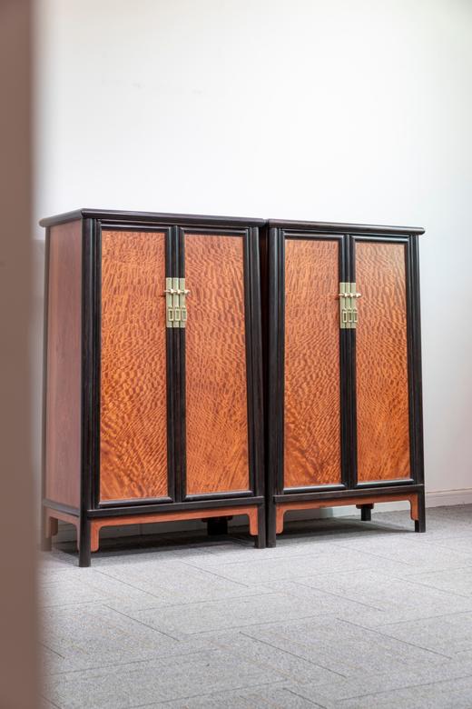 红桥红  家具严选  缅甸花梨（大果紫檀）【嵌紫光檀 125 明式素面 小圆角柜】 商品图1