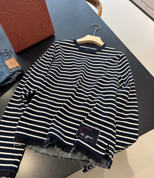 Celine同款条纹假两件卫衣09011 商品图2