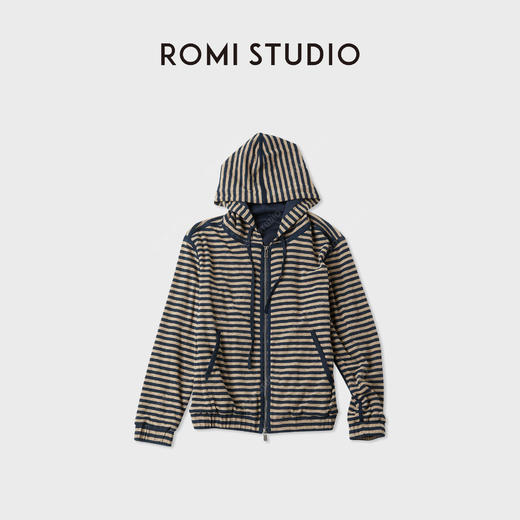 ROMI STUDIO“美式复古”撞色条纹双拉链针织开衫外套RWCAW65451 商品图0