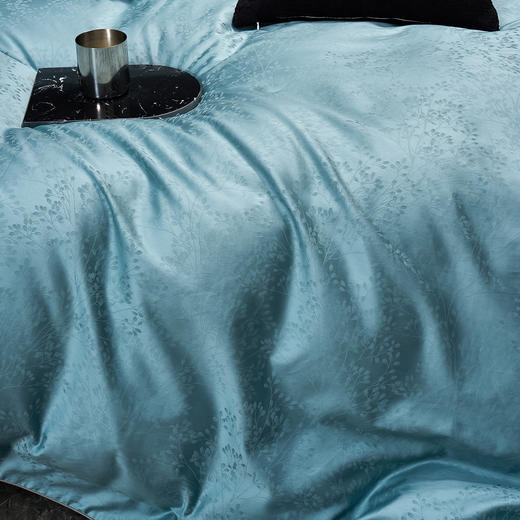60长绒棉全棉四件套纯色大提花  叶琳-湖水蓝 商品图6