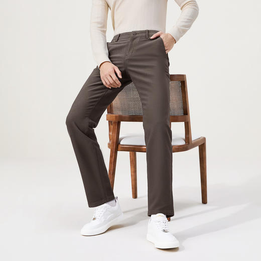 【含羊毛/莫代尔】柒牌男装2025秋冬休闲斜纹肌理梭织中青年长裤129H73250 商品图1