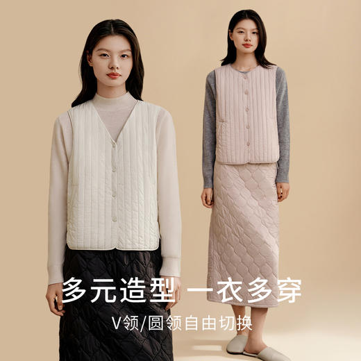 金三塔100%桑蚕丝简约条纹丝绵上衣女宽松舒适秋冬可外穿保暖棉袄马甲  YSFFD701 商品图1