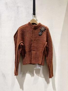 女款圆领针织开衫毛衣