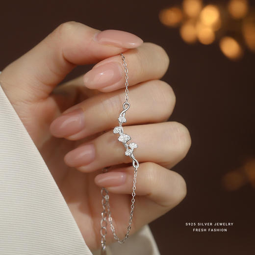 【三生有幸】S925纯银杏叶手链【YXS-L1148】 商品图1