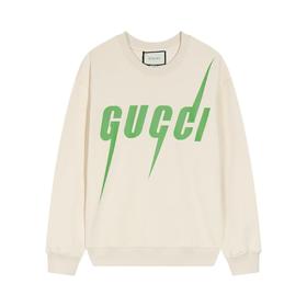 高端定制，高品质古琦Gucci闪电字母logo连帽卫衣，采用定制420g原版厚重面料