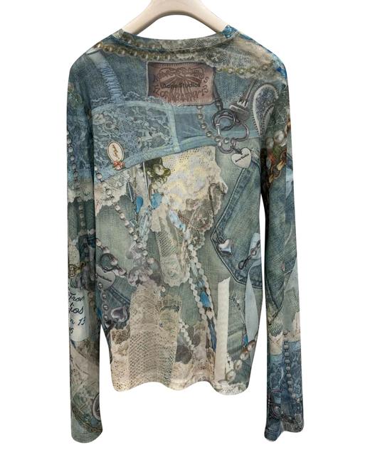 女款3D印花网纱长袖T恤001 商品图1