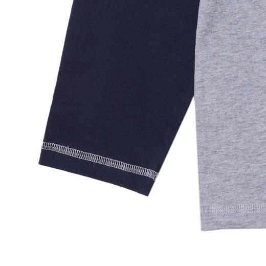 T4692SDSA男士秋冬新款痞帅男装拼色拼接圆领长袖T恤刺绣字母百搭上衣 商品图4