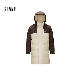 森马羽绒服男冬装80绒子中长款连帽外套宽松运动风拼色上衣时尚潮