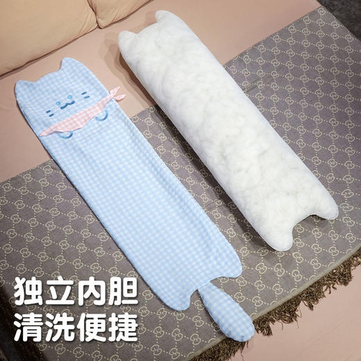 自然醒格子方巾喵长条睡觉抱枕QYL 商品图4
