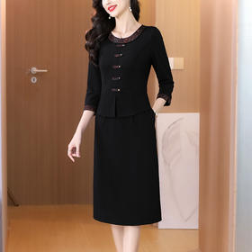 AHM bynz6603优雅假两件连衣裙时尚简约中长裙