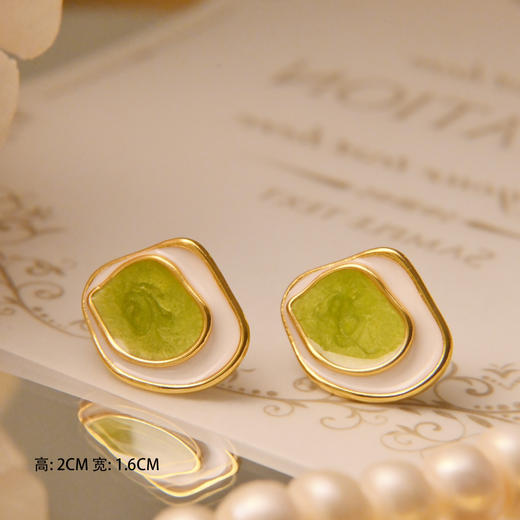 雀说法式高级感耳钉滴油撞色耳饰女不规则珐琅针耳钉AL0922 商品图0