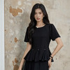 奢姿大码女装2026夏季减龄钻饰荷叶边拼接T恤胖妹妹时尚百搭上衣 商品缩略图2