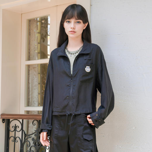 谜底立领小外套女士2025秋季新款休闲百搭宽松薄款长袖257MW7842 商品图0