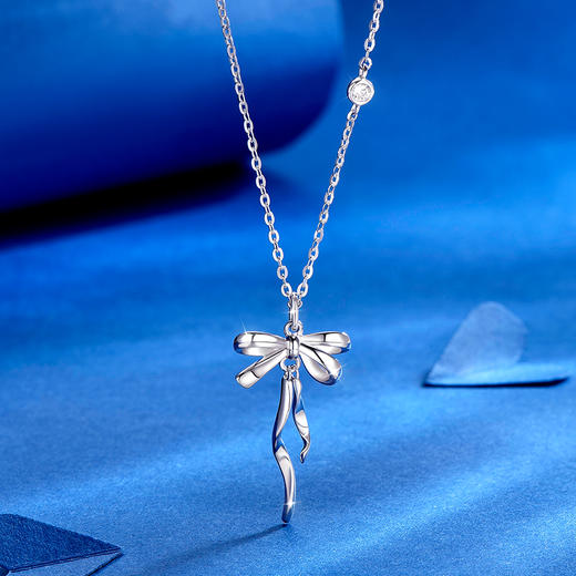 卡蒂罗KADER 在逃公主游园蝴蝶结项链韩系甜美精致可爱轻奢小众设计锁骨链#好运 夏日穿搭 925银 项链 女款 银色 礼盒款 商品图2