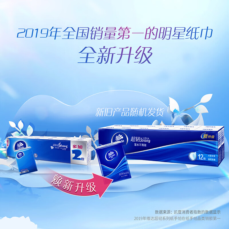 【ZY25】维达手帕纸超韧4层8张*12包