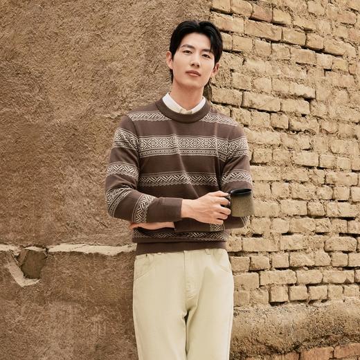 【7A抗菌/含羊毛】柒牌男士针织衫秋季新款时尚中青年圆领毛衫129Y70630 商品图1