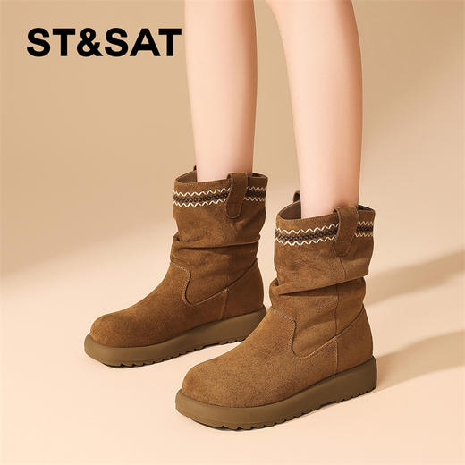 星期六慵懒风复古堆堆靴SSD4116E37 商品图0