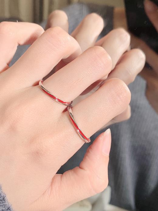 卡蒂罗/KADER 莫比乌斯月老红线缘牵情侣对戒 新中式国风恋爱告白可调节开口素圈一对 轻奢高级感钟爱久久纪念日 商品图7