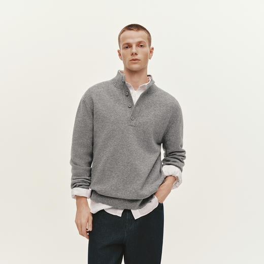 森柔|森马毛衫男冬半开襟高领针织衫含羊毛2025新款基础百搭毛衣 商品图1