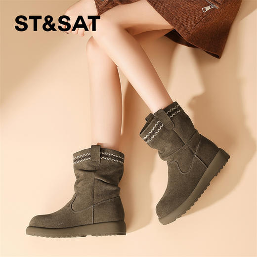 星期六慵懒风复古堆堆靴SSD4116E37 商品图3