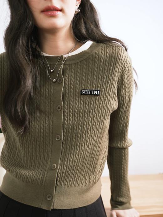 【特惠不退货】诗凡黎圆领针织衫2024秋新款外搭开衫3F8231701 商品图5